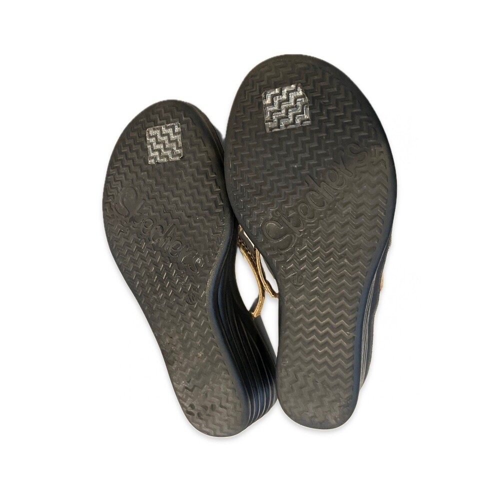 Skechers Memory Foam Cali Wedge Strappy Slip On Sandals Black Sz 10 - Picture 4 of 4